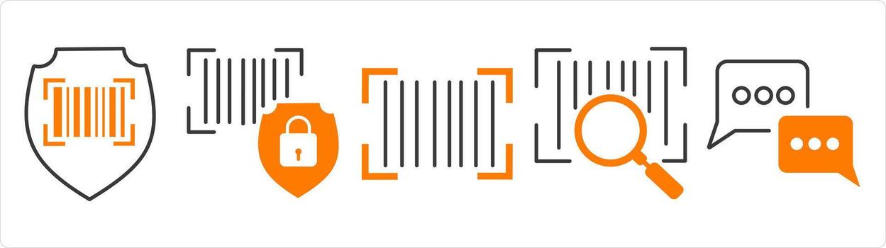 A set of 5 business icon as bar code security, bar code, search bar code vector