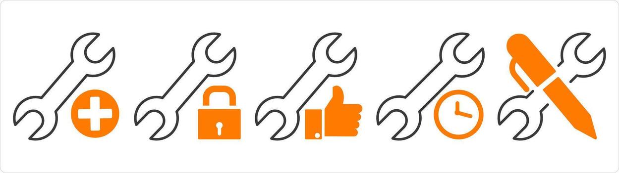 un conjunto de 5 5 contacto íconos como añadir ajustes, ajuste proteccion, me gusta ajustes vector