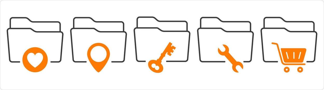 un conjunto de 5 5 documento íconos como favorito carpeta, carpeta ubicación, carpeta seguridad vector