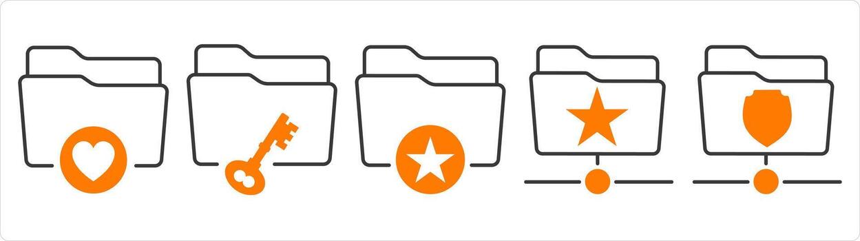 un conjunto de 5 5 documento íconos como favorito carpeta, carpeta seguridad, favorito carpeta vector