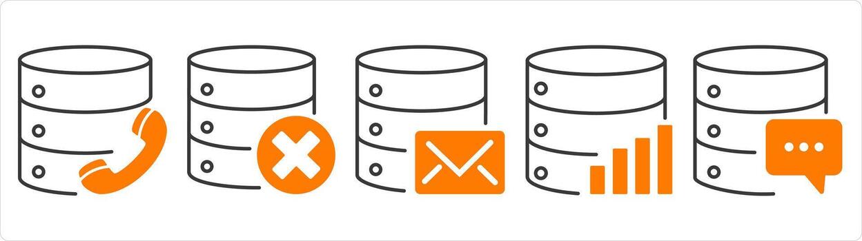 un conjunto de 5 5 Internet íconos como llamada servidor, incorrecto servidor, servidor mensaje vector