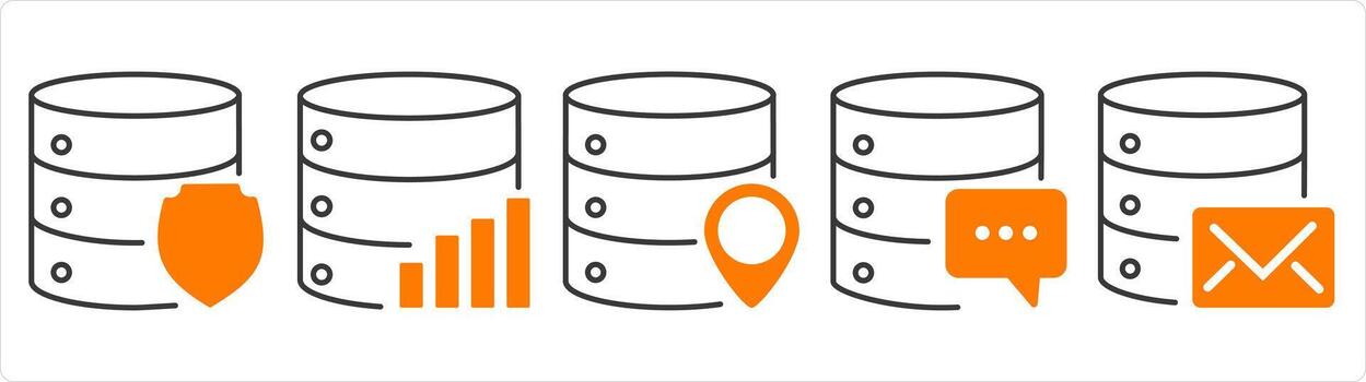 un conjunto de 5 5 Internet íconos como servidor proteger, servidor Estadísticas, servidor ubicación vector