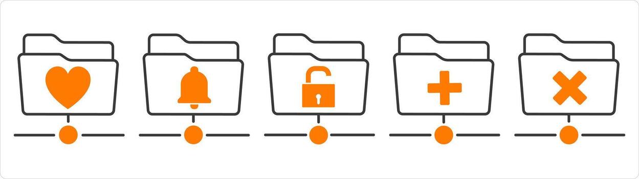 un conjunto de 5 5 documento íconos como favorito carpeta, carpeta notificación, carpeta proteccion vector