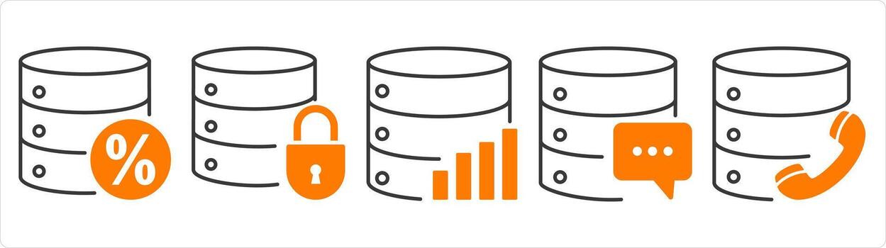 un conjunto de 5 5 Internet íconos como servidor descuento, servidor seguridad, servidor Estadísticas vector