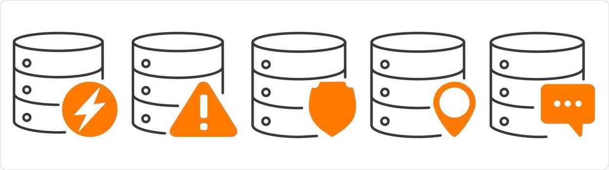 un conjunto de 5 5 Internet íconos como servidor, servidor mantenimiento, servidor proteger vector