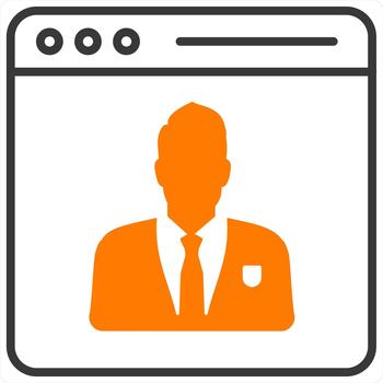 Webpage and user icon concept in orange line color vector