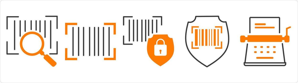 A set of 5 business icon as search bar code, bar code, bar security safety vector