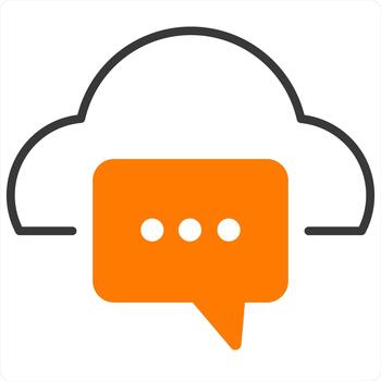 Cloud Message and conversation icon concept in orange line color vector