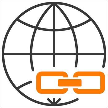 Link Global and icon concept in orange line color vector