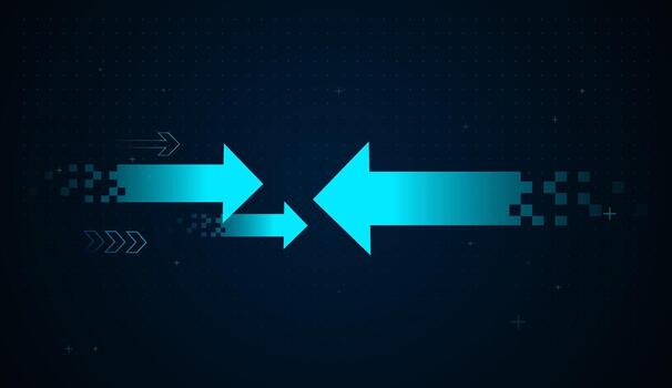 The connects Arrows on blue background used for economic improvement, and data-driven decision-making in finance. set of glowing digital arrows concepts design vector