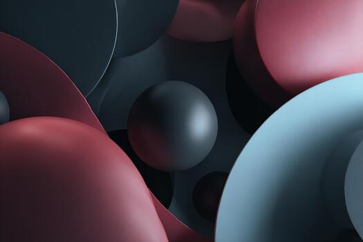 Abstract 3D curves and spheres with matte finish arranged in a modern minimal composition background photo