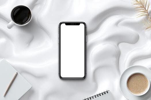 Modern white background with tablet and stylus for a simple organized minimalist tech workspace design photo