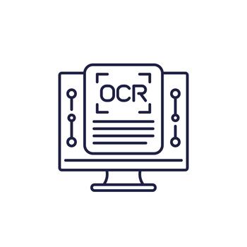 OCR line icon, Optical character recognition software vector