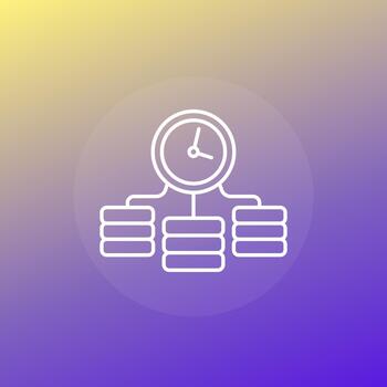 real time data icon with servers, line design vector