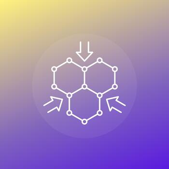 graphene line icon, strong material with resistant carbon structure vector