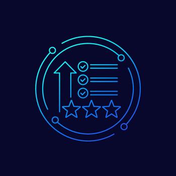 high standards icon with checklist, linear design vector