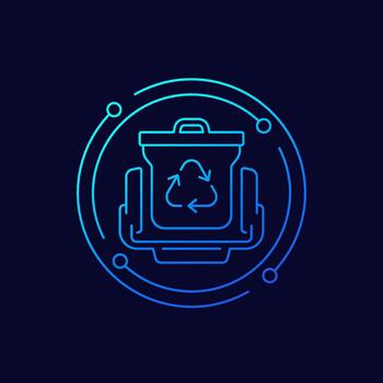 trash compactor icon, linear design vector