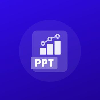 PPT file format icon, presentation and slides, transparent design vector
