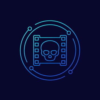 piracy icon, illegal copy, linear design vector