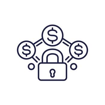 fixed cost line icon with a lock vector