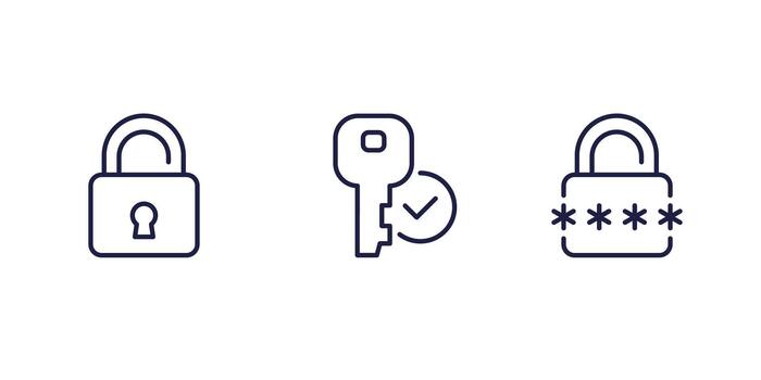 access line icons with lock and key vector