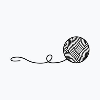 negro y blanco línea Arte ilustración de un pelota de hilo con un arrastrando hilo en un blanco antecedentes vector