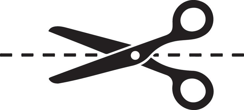 Cutting Scissors Symbol with Dashed Line vector