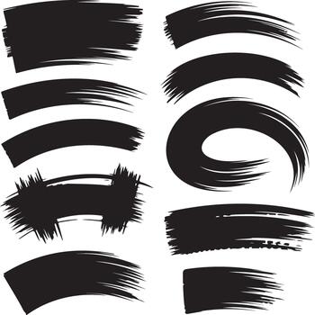 Set of Transparent Ink Strokes and Splatters on White Background vector