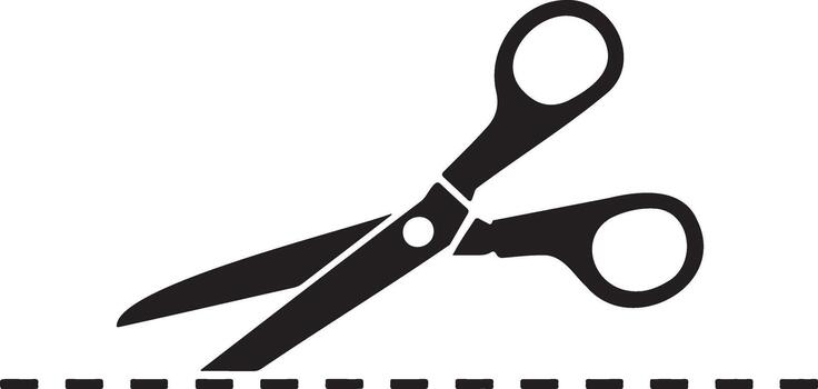 Scissors cutting a dashed line symbol vector