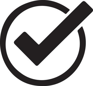 Transparent Check Mark Inside a Circle Icon on White Background vector