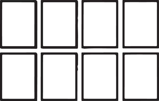 Eight blank white rectangular frames arranged in two rows vector