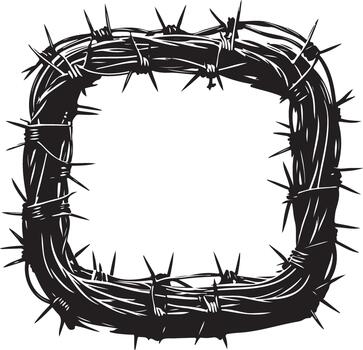 Barbed Wire Square Border Featuring Sharp Spikes vector