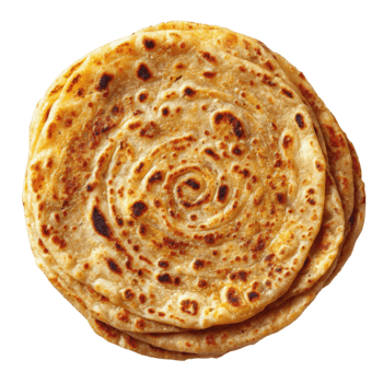 gyllene brun skiktad flatbread stack med spiral mönster för kulinariska projekt isolerat på transparent bakgrund png