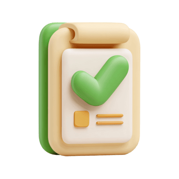 3d presse-papiers icône avec vert coche pour tâche achèvement et Succès isolé sur transparent Contexte png