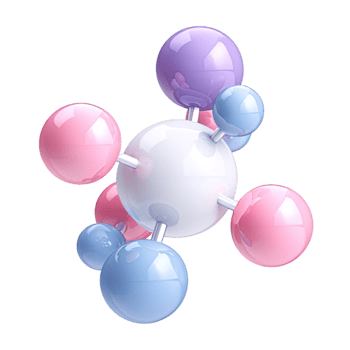 3d molecular estrutura com colorida esferas representando Ciência e tecnologia isolado em transparente fundo png