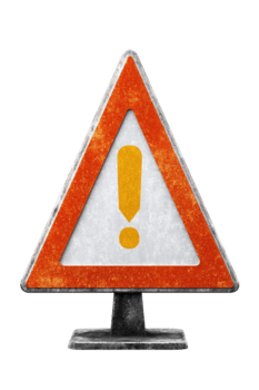 grungy Warnung Zeichen mit Gelb Ausruf Kennzeichen Symbol auf ein verwittert dreieckig Teller isoliert auf transparent Hintergrund png