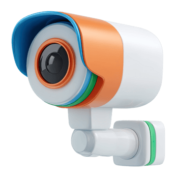 modern säkerhet kamera med orange och blå element för övervakning och övervakning isolerat på transparent bakgrund png