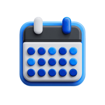 3d calendario icona con blu e bianca colore schema per programmazione e evento pianificazione isolato su trasparente sfondo png