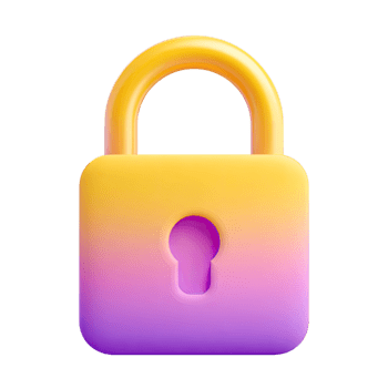 3d lucchetto icona con lucido pendenza giallo e viola colore schema isolato su trasparente sfondo png