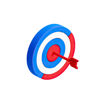 3D target with an arrow hitting the bullseye representing success and accuracy isolated on transparent background png