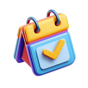 3d calendario icona con segno di spunta simbolo per programmazione e evento pianificazione isolato su trasparente sfondo png