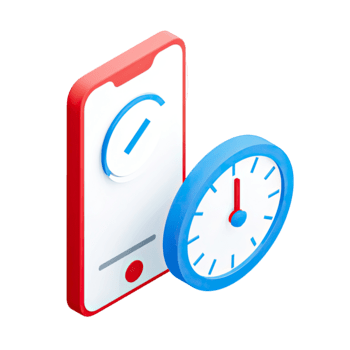 3d Smartphone mit Häkchen und Uhr Symbol Darstellen Aufgabe Fertigstellung und Zeit Verwaltung isoliert auf transparent Hintergrund png