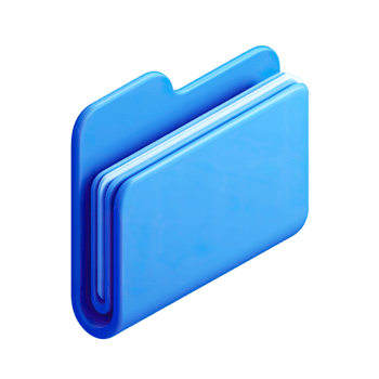 3d blu digitale cartella icona che rappresentano dati organizzazione e file gestione isolato su trasparente sfondo png