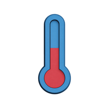 3D blue thermometer icon showing red mercury level for temperature measurement isolated on transparent background png