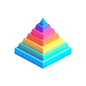 colorida isométrico pirâmide com empilhado camadas mostrando uma gradiente espectro isolado em transparente fundo png