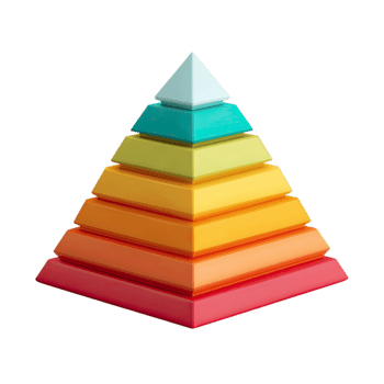 colorida em camadas pirâmide estrutura representando hierarquia e crescimento isolado em transparente fundo png