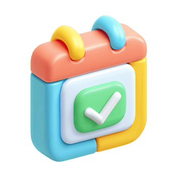 colorato 3d calendario icona con verde segno di spunta per appuntamento programmazione e compito completamento isolato su trasparente sfondo png