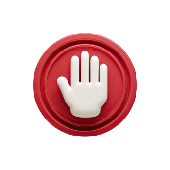 mano gesto icono con un abierto palma en un prominente rojo circulo representando precaución aislado en transparente antecedentes png