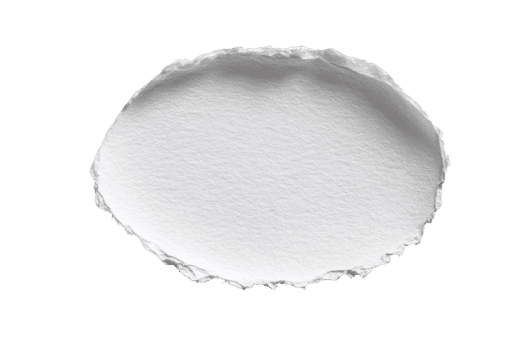 White torn paper oval shape with rough edges and texture for message or frame isolated on transparent background png