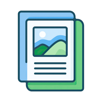 två staplade dokumentera sidor med ett bild och text innehåll ikon isolerat på transparent bakgrund png